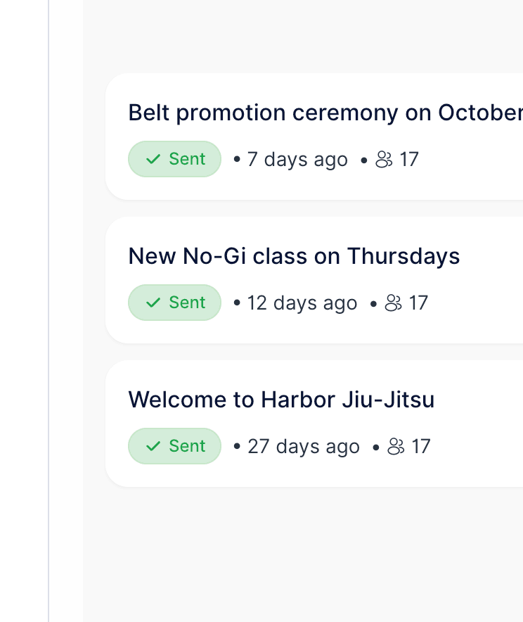 List of messages sent to the academy's students