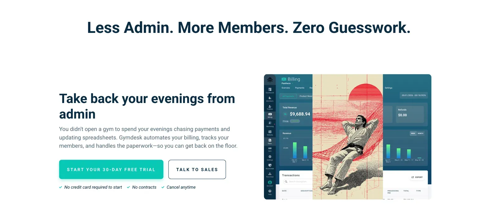 Gymdesk billing dashboard for martial arts and gym management