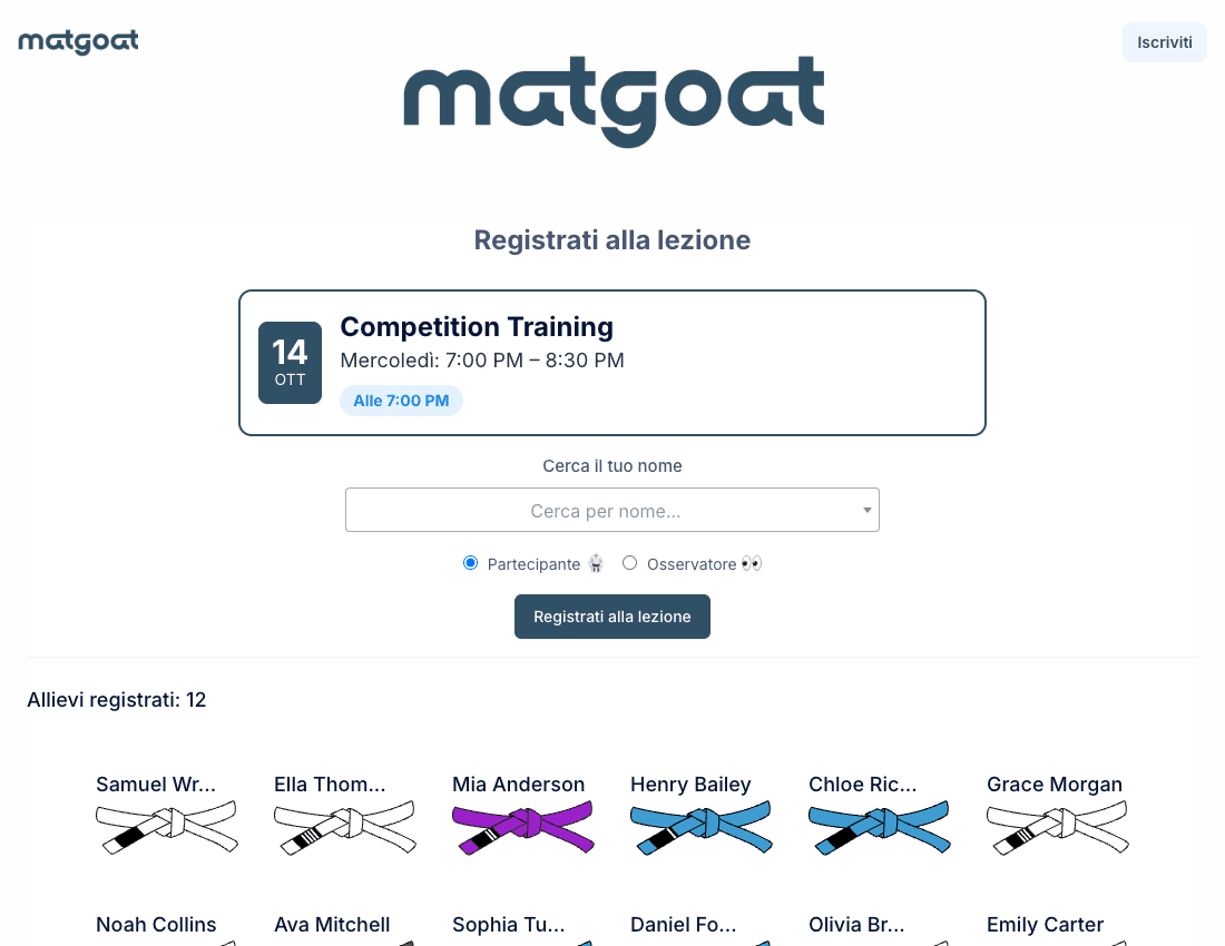 MatGoat: Registrazione delle presenze dal chiosco dell’accademia