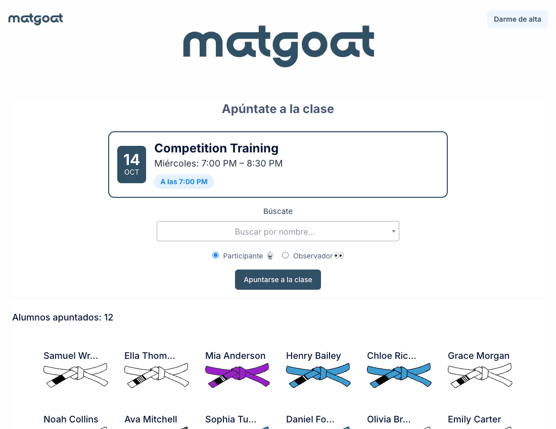 MatGoat: Registro de asistencia desde el kiosco de la academia