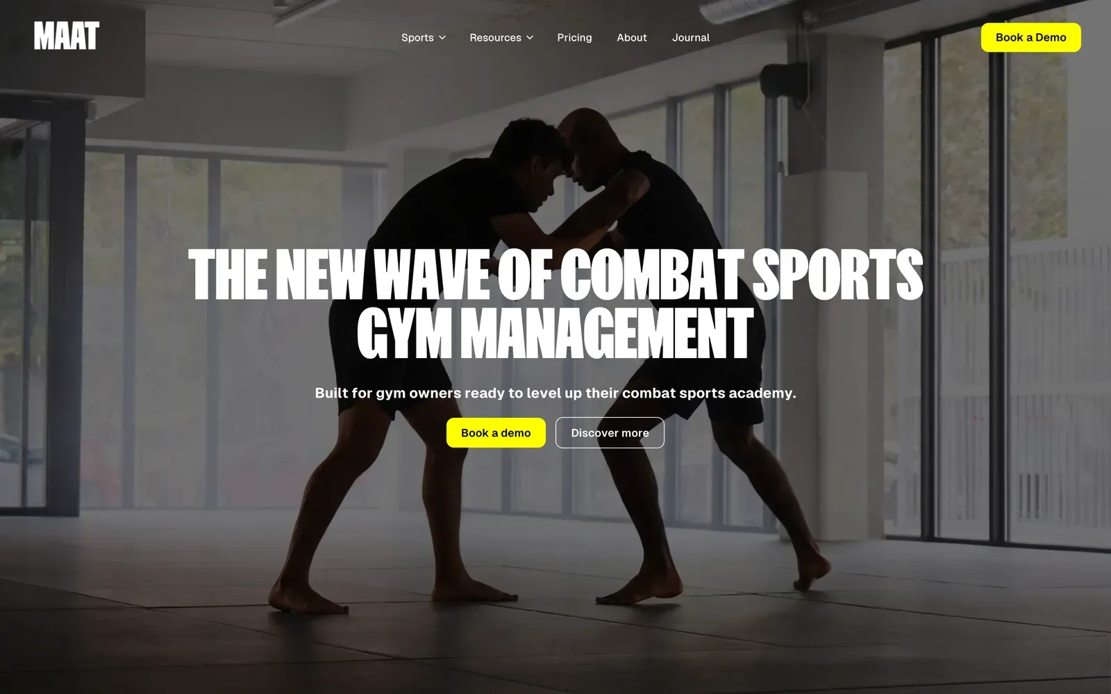 MAAT combat sports gym management software homepage