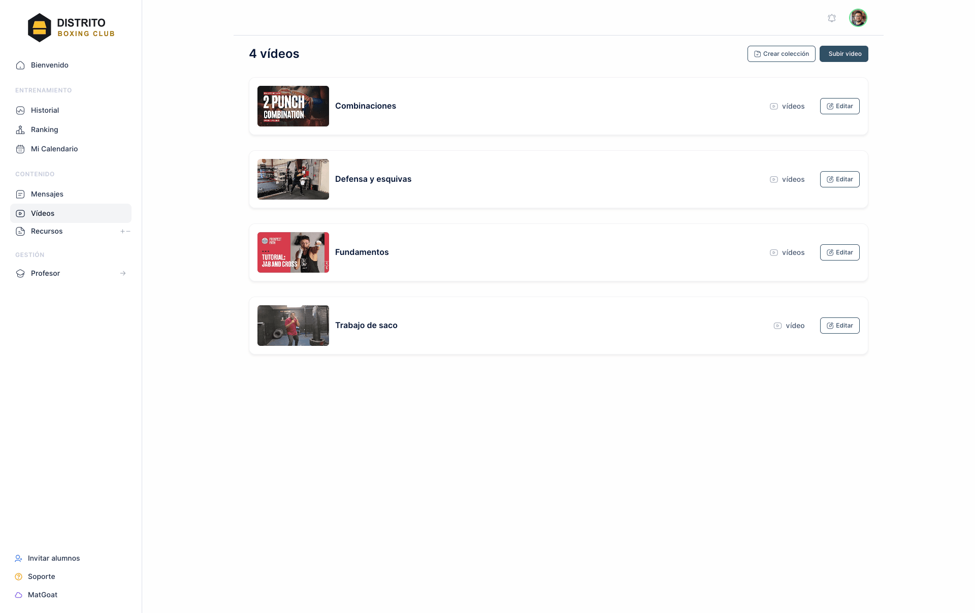 MatGoat technique video library organized into collections