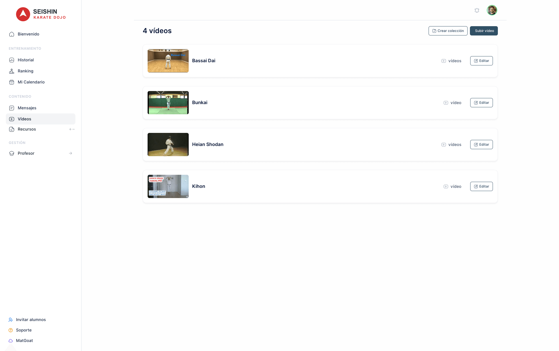 MatGoat technique video library organized into collections