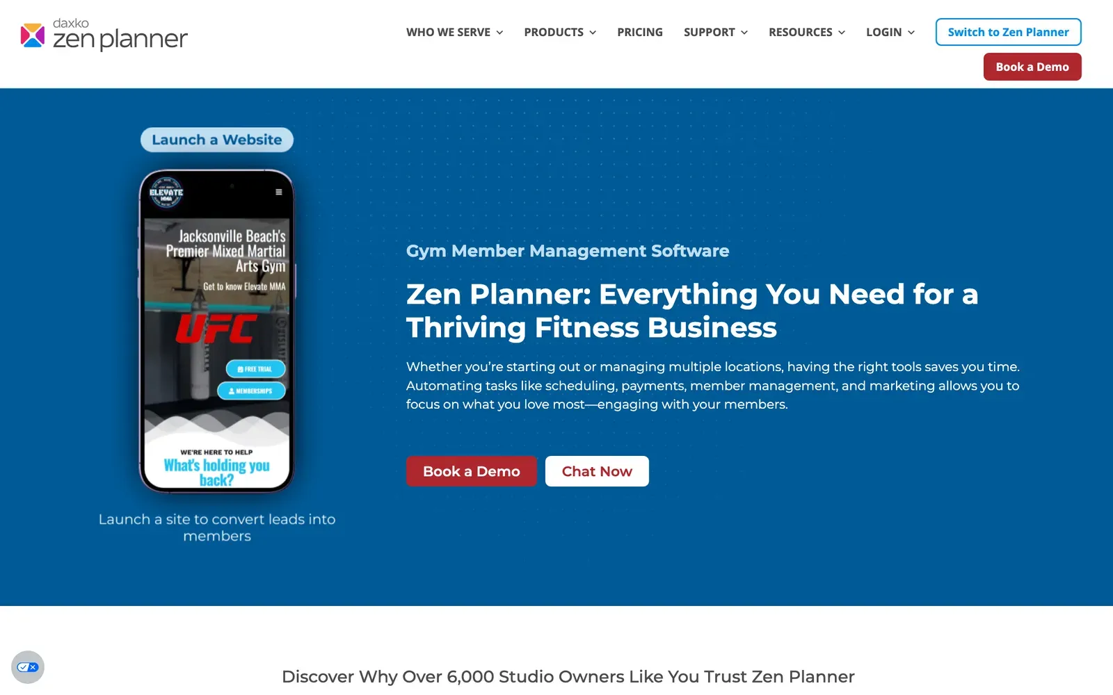 Zen Planner gym member management software homepage